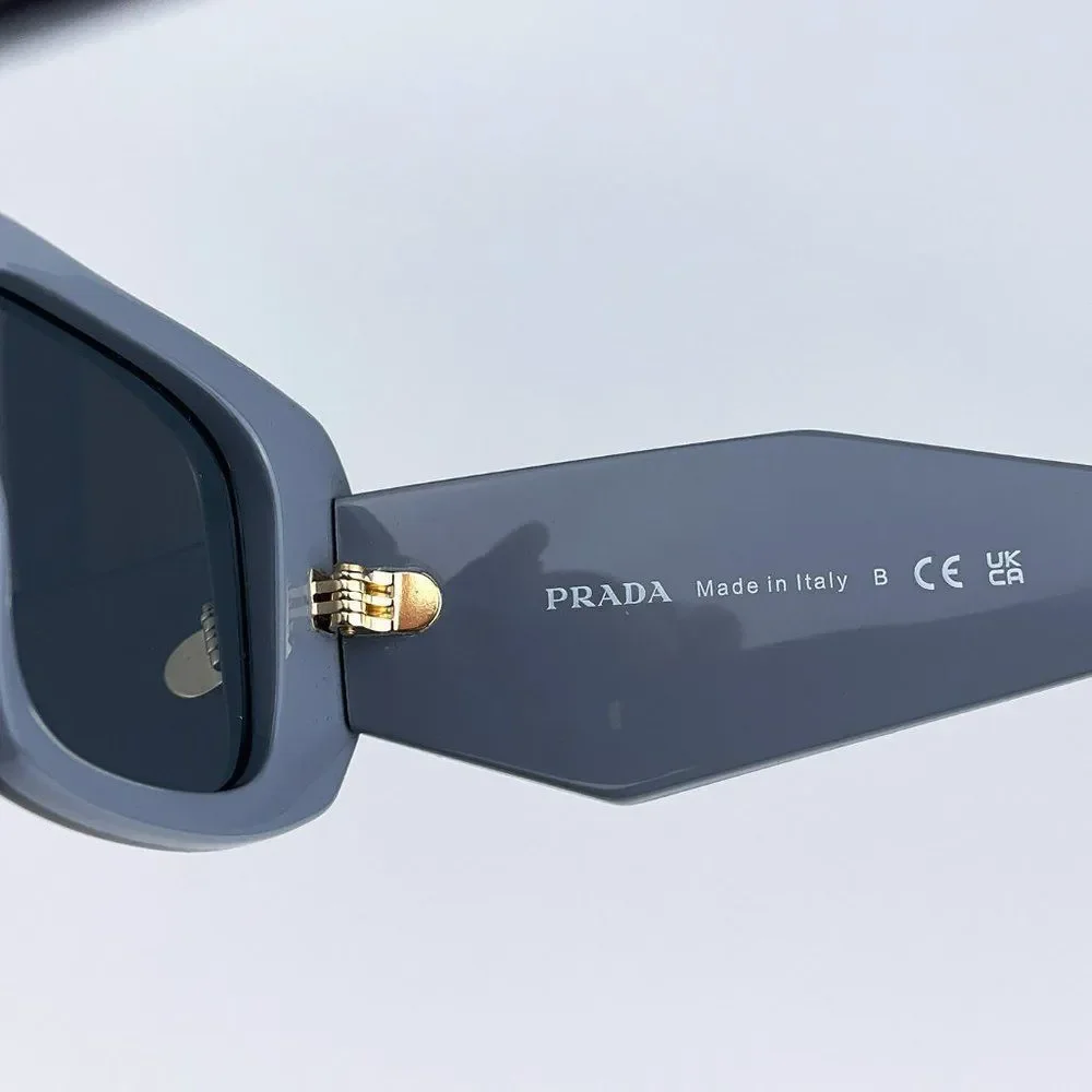 Prada PR17WS 11N09T Sunglasses Marble Gray Graphite Black Rectangle Unisex - Picture 10 of 14